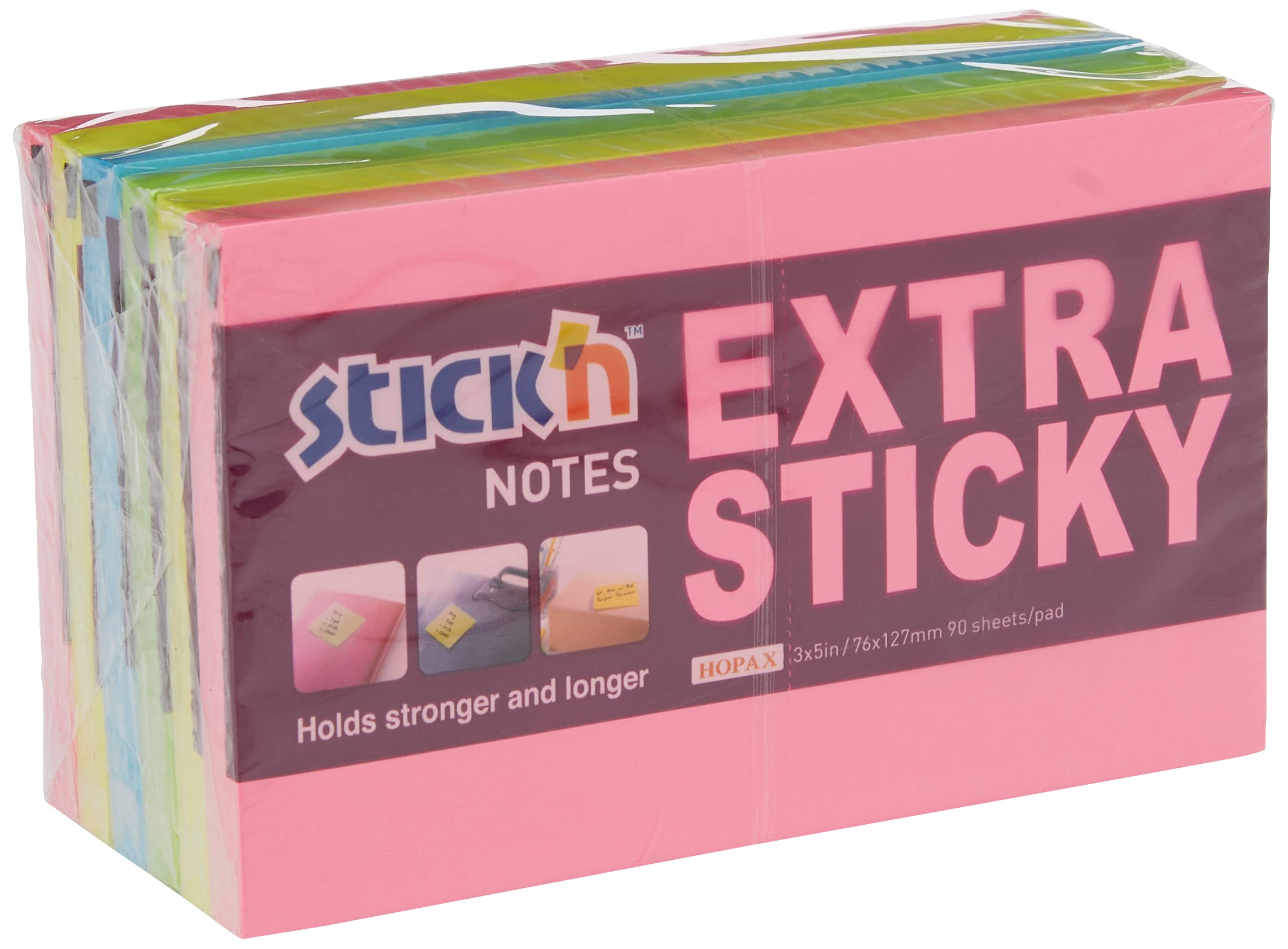 Amazon.co.jp: Stick'N Extra 76 x 127 mm アソートネオン付箋 (6